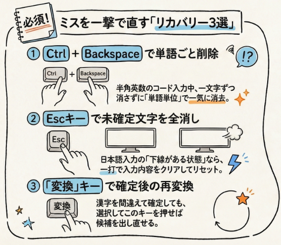 ミスを一撃で直すショートカット３選