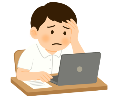 ダウンロードしたファイルが見つからなくてノートパソコンの前で悩む