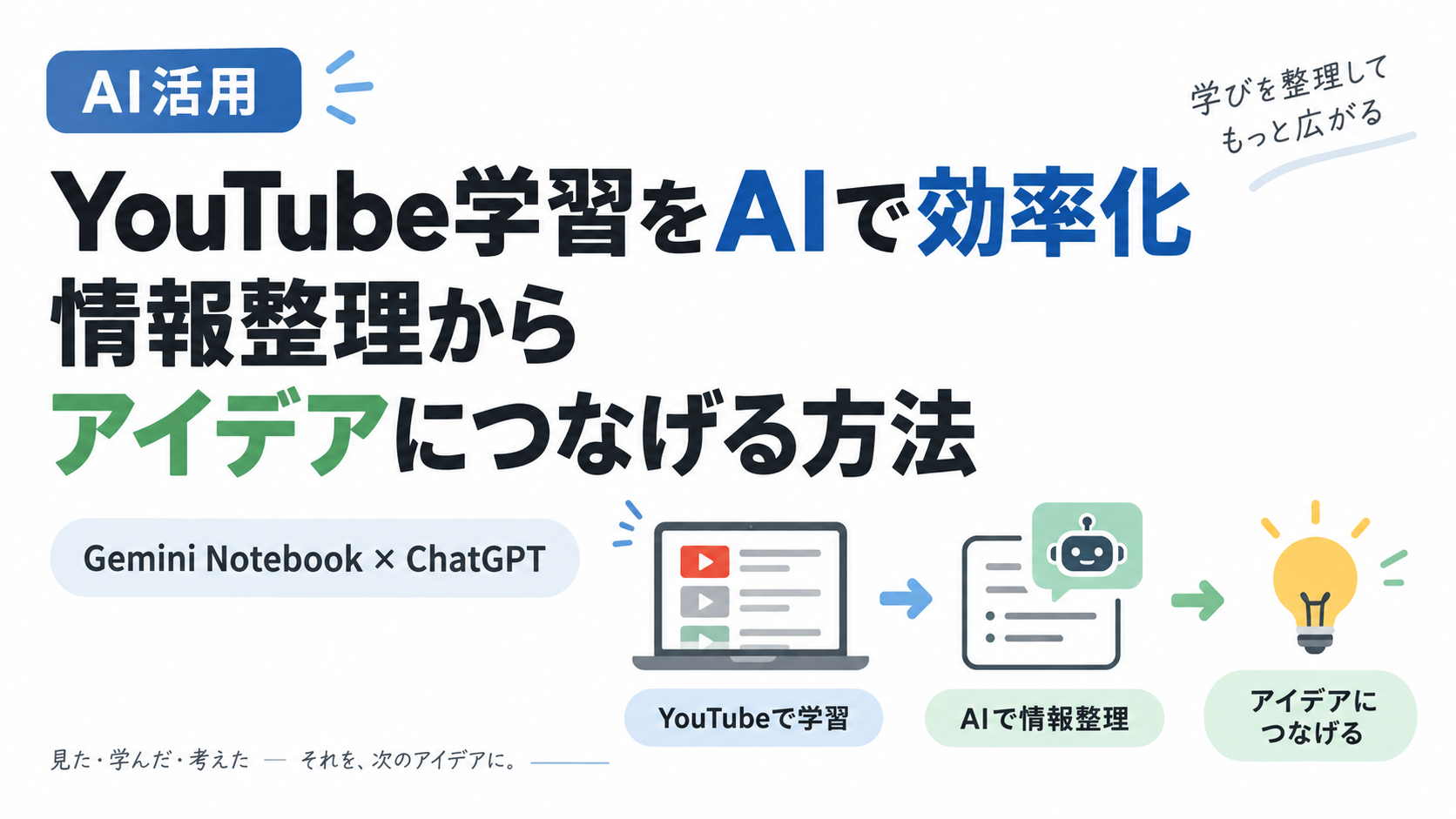 YouTube学習をAIで効率化｜動画を情報収集からアイデアにつなげる方法